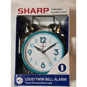 Sharp Twin Bell Alarm Clock Loud Bell Easy-To-Read Dial On-Demand Backlight